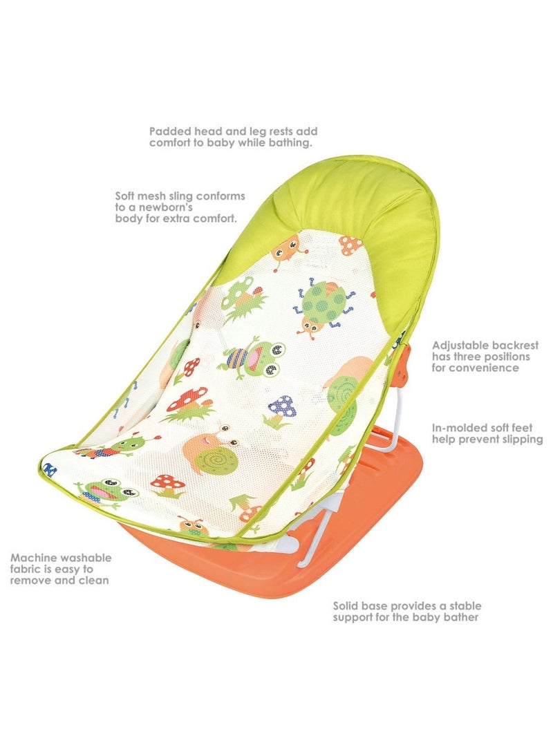 ما بيبي مقعد استحمام قابل للطي للأطفال بثلاثة أوضاع قابلة للتعديل، وحامل استحمام شبكي ناعم مزود بأقدام مانعة للانزلاق، مناسب للأطفال حديثي الولادة وحتى الأطفال الصغار. - Image 2